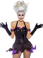 Ursula häxan från Lilla sjöjungfrun, maskerad-body med volanger, glitter och strass
